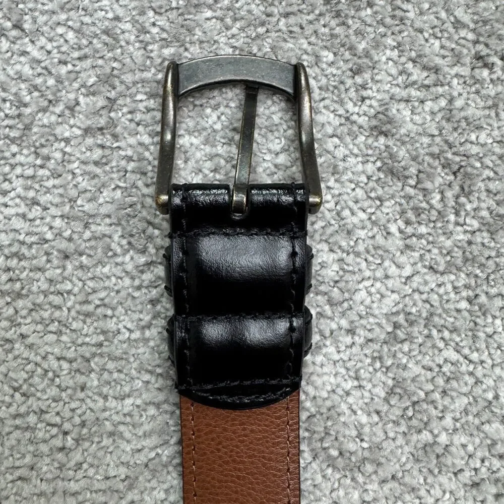 Penguin Full Grain Italian Leather Buckle Dress Belt Mens 45/115 Black Classic